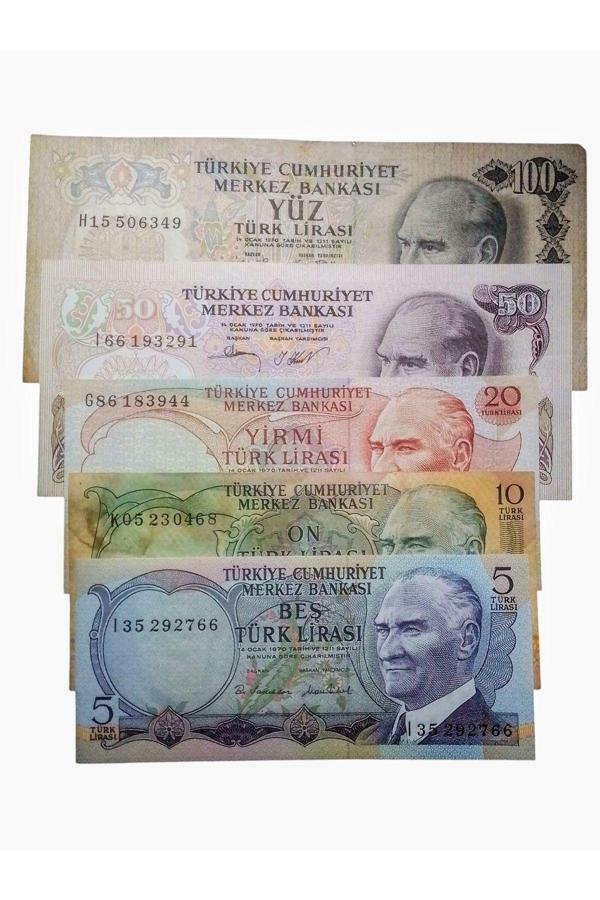 Yedi Otuz 6. Emisyon 5 Adet Koleksiyon Kağıt Para Türk Lirası Eski Para Koleksiyon Para. - Image 1