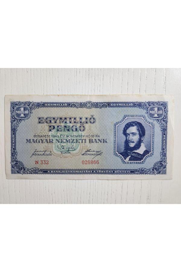 Edi Antik 1945 Tarihli Macar Pengö Nadir Temiz. Orijinal Dönemine Ait. 1Milyon Pengö Nadir Macar - Image 1