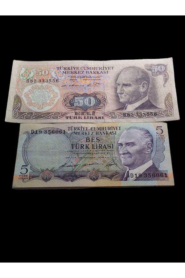 Edi Antik 6. Emisyon 50 Türk Lirası Ve 5 Türk Lirasi Koleksiyon Kağıt Para. Resimdeki Ürünler Gönderilecek. - Image 1