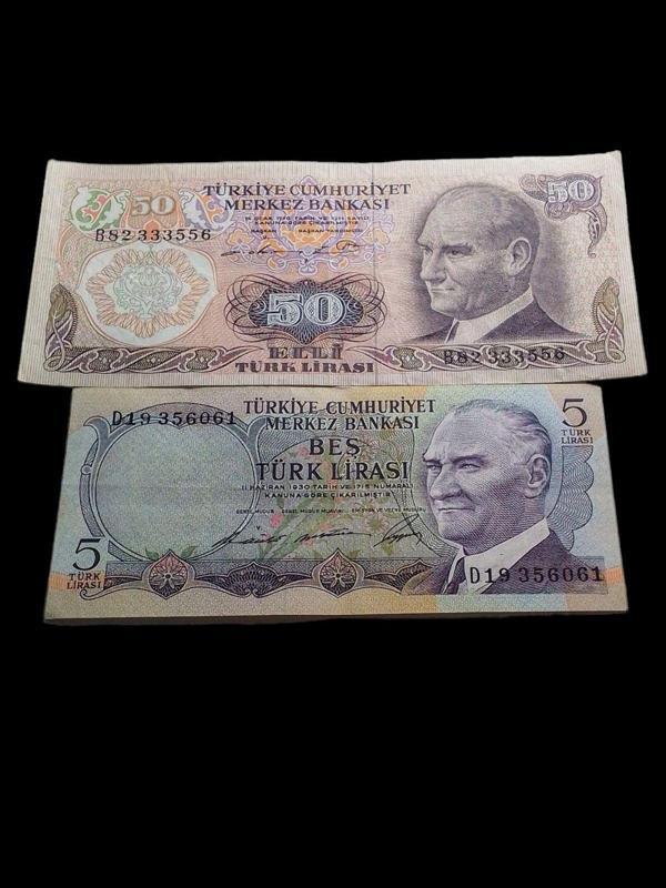 Edi Antik 6. Emisyon 50 Türk Lirası Ve 5 Türk Lirasi Koleksiyon Kağıt Para. Resimdeki Ürünler Gönderilecek. - Image 1