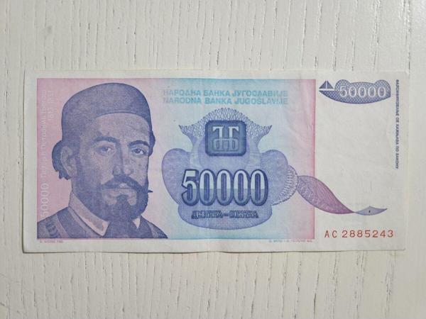 Edi Antik Yugoslavya 1993 Yılına Ait 50000 Dinar. Temiz Durumda - Image 1