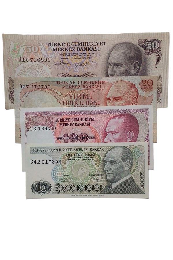 Edi Antik 6. Emisyon 7. Emisyon 4 Adet Koleksiyon Eski Kağıt Para. Para Koleksiyonu. - Image 1