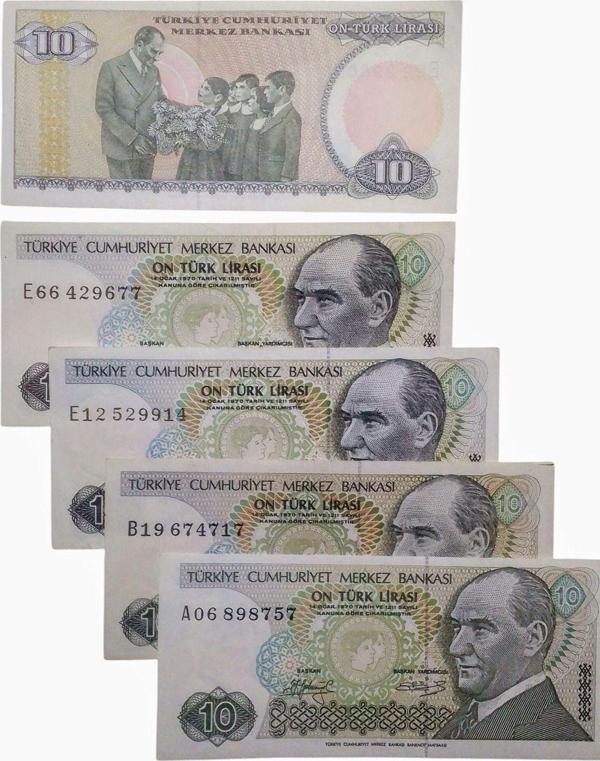 Yedi Otuz 7. Emisyon 10 Türk Lirası Eski Koleksiyon Kağıt Para. Koleksiyon Başlangıç Setleri. - Image 1