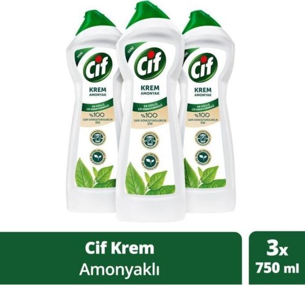 Cif Krem Yüzey Temizleyici Amonyaklı Klor Boya Fosfat Paraben İçermez 750 Ml 3 Adet - Image 1