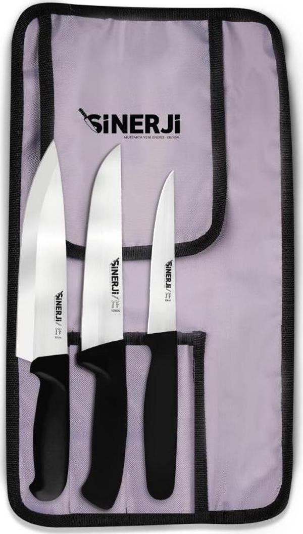 Silver Gastronomi Rulo Çantalı Bıçak Seti 3+1 - Image 1