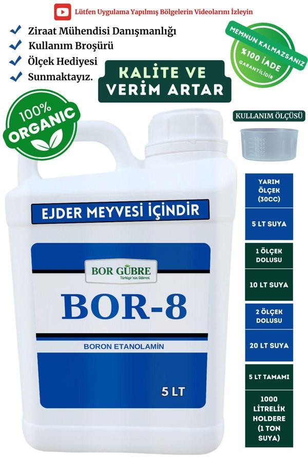 Bor Gübre Ejder Meyvesi İçin Organik Sıvı Gübre Bor 8 1Lt Kalite Ve Verim Artar. - Image 1