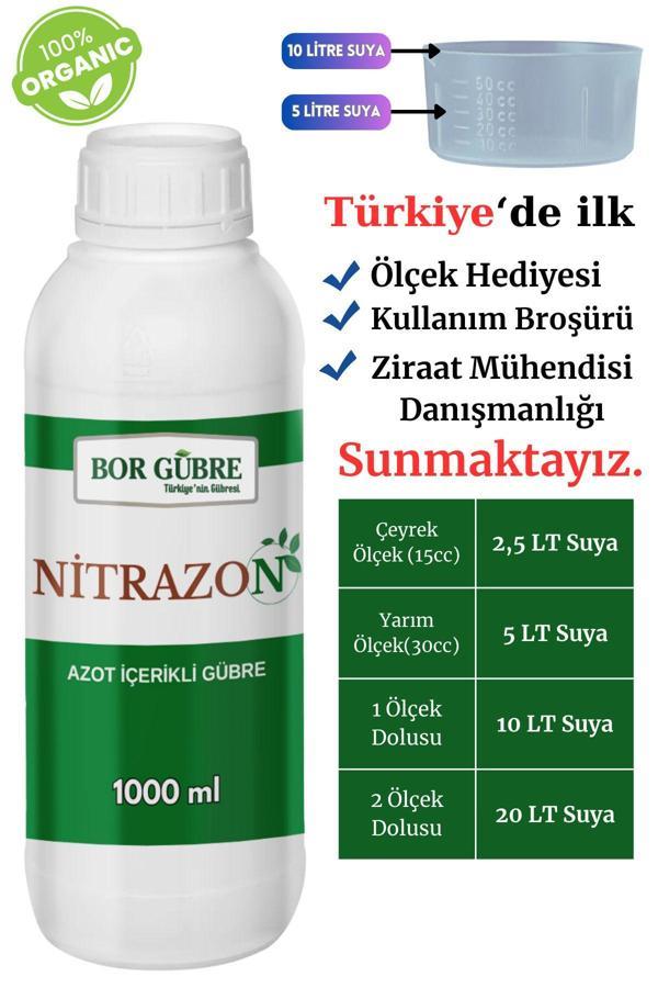 Bor Gübre Nitrazon 1000Ml Azot İçerik Sıvı Organik Madde Gübresi (Fabrikadan Halka Üretim Zinciri) - Image 1