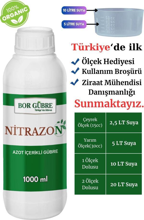 Bor Gübre Nitrazon 1000Ml Azot İçerik Sıvı Organik Madde Gübresi (Fabrikadan Halka Üretim Zinciri) - Image 1