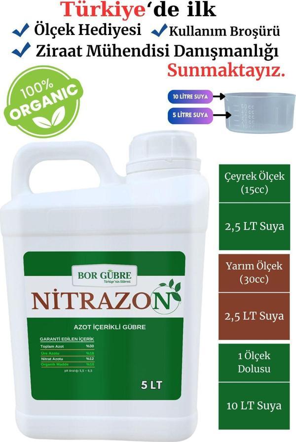 Bor Gübre Nitrazon 5Lt Azot İçerikli Sıvı Organik Madde Gübresi  - Image 1