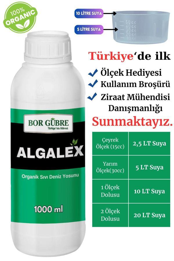 Bor Gübre Sıvı Deniz Yosunu İçeren Organik Sıvı Gübre Algalex 1000Ml(Fabrikadan Halka Üretim Zinciri) - Image 1