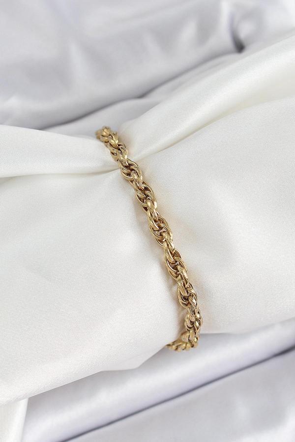 316L Çelik Gold Renk Burgu Model Kadın Bileklik SL12303 - Image 1