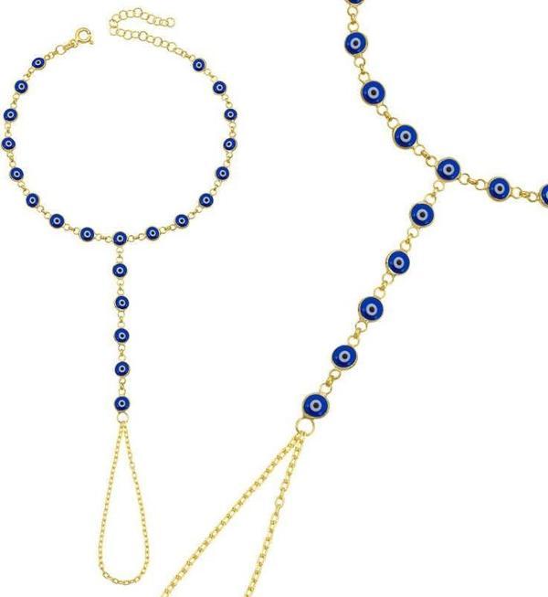 Gümüş Gold Lacivert Nazar Boncuklu Şahmeran  SL12663 - Image 1