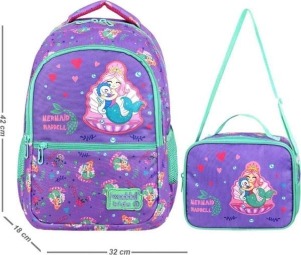 Niss Store Lisanslı Deniz Kızı Deri Nakış Desenli Kız Çocuk Ilkokul Sırt Çantası Ve Beslenme Çantası - Image 1