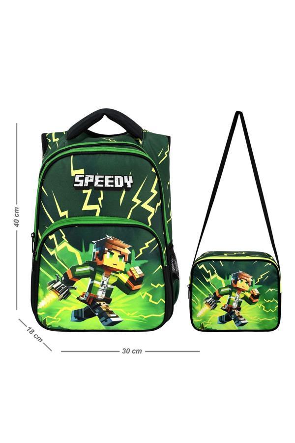 Niss Store Yarasa Minekraft İlkokul Sırt Çantası Ve Beslenme Çantası - Image 1