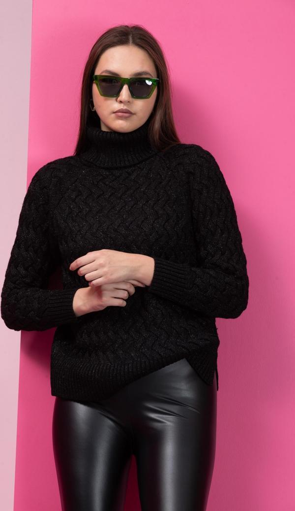 Kadın Sim Garnili Hasır Örgü Triko Bluz 076 - Image 1