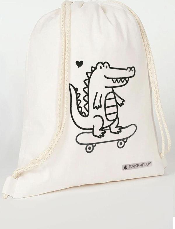 Rakerplus Tbons Özel Tasarım 35x40 cm Unisex Ham Bez Büzgülü Sırt Ayakkabı Çantası - Image 1