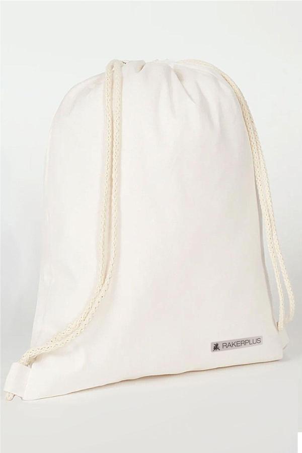 Rakerplus Krem 35x40 cm Unisex Ham Bez Büzgülü Sırt Ayakkabı Çantası - Image 1