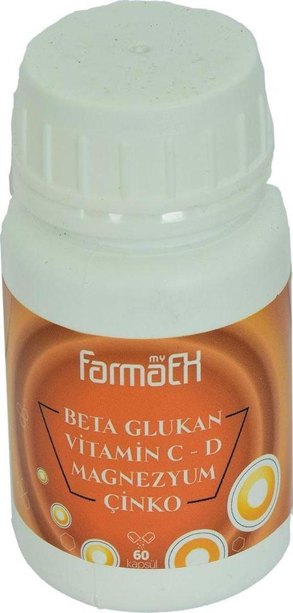 Yeşil Naturel Farmaex Beta Glukan Vitamin C-D Magnezyum Çinko 60 Kapsül - Image 1