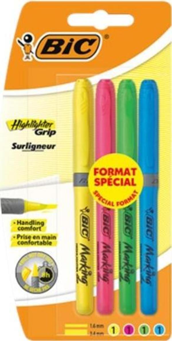 Bic Marking Highlighter Fosforlu Kalem Grip Neon Renkler 4 lü - Image 1