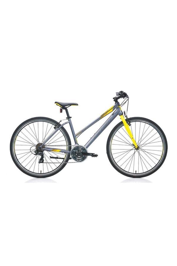 Sportive 322 Kadın Şehir Bisikleti 28 Jant Full Shimano 21 Vites Mat Antrasit Sarı 48cm - Image 1
