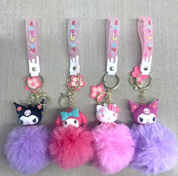 Büro Ev Ofis Hediyesi için Ponponlu Kuromi Kitty Mix Anahtarlık - Image 1