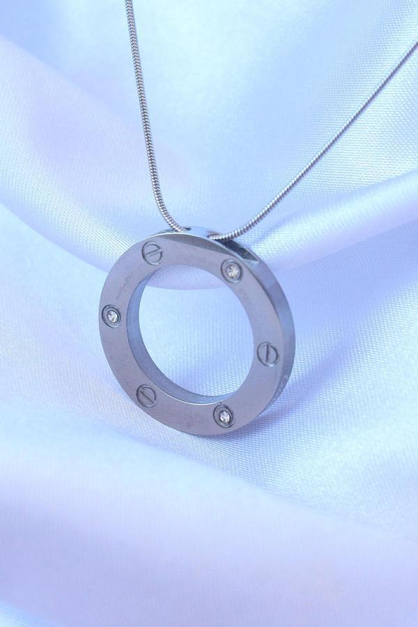 Zarif Kadın için Silver Çelik Zirkonlu Stil Kolye - Image 1