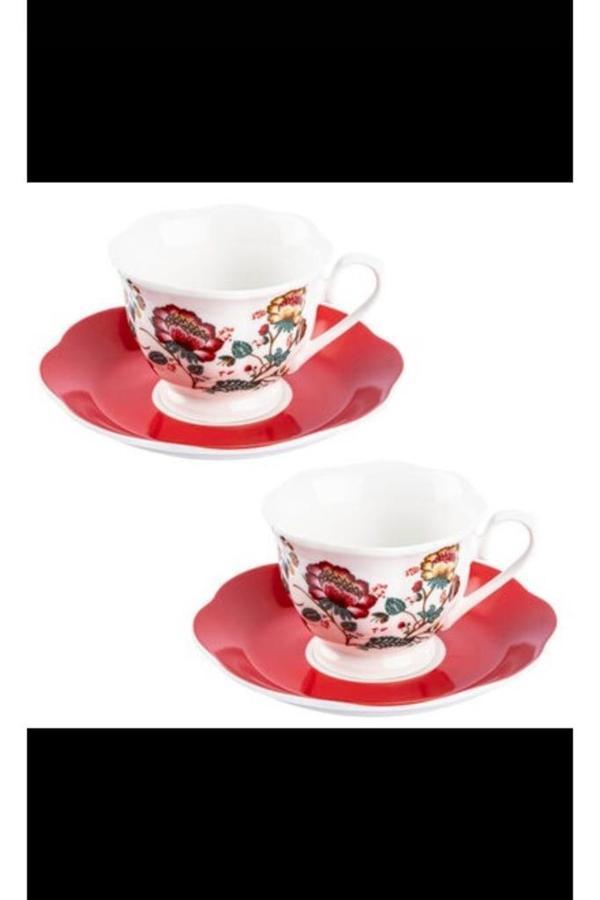 Tantitoni 2Lİ Kanaviçe New Bone Kahve Fincan Takımı (Elvin Home Concept) - Image 1