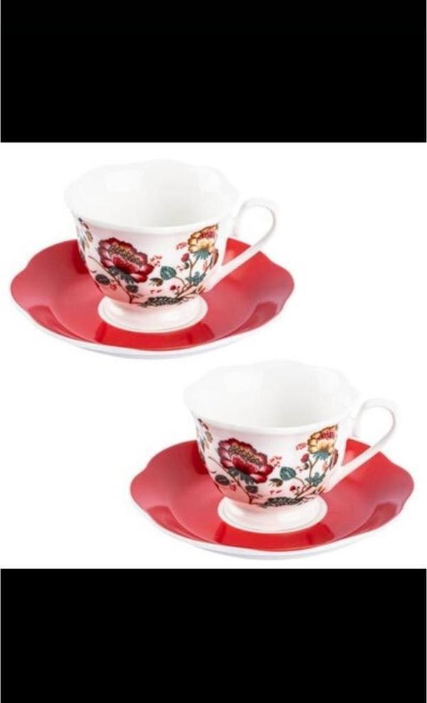 Tantitoni 2Lİ Kanaviçe New Bone Kahve Fincan Takımı (Elvin Home Concept) - Image 1