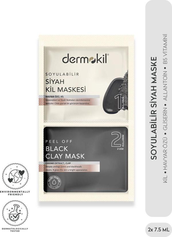 DERMOKİL SOYULABİLİR SİYAH MASKE 2'Lİ 7,5 ML - Image 1
