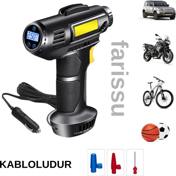 Şişirilebilir Dijital Ekranlı Kablolu Araba Şişirme Pompası - Image 1