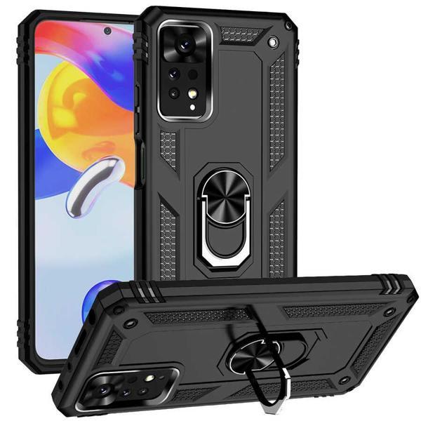 Xiaomi Redmi Note 11 Pro 5G Uyumlu Kamera Korumalı Standlı Yüzüklü Tank Kılıf - Image 1