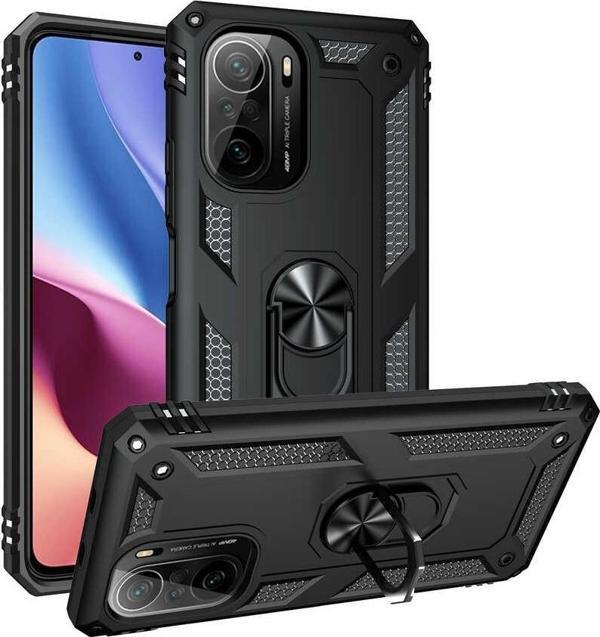 Xiaomi Redmi K40 Uyumlu Kamera Korumalı Standlı Yüzüklü Tank Kılıf - Image 1