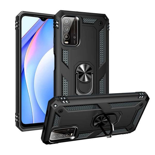 Xiaomi Redmi Note 9 4G Uyumlu Kamera Korumalı Standlı Yüzüklü Tank Kılıf - Image 1