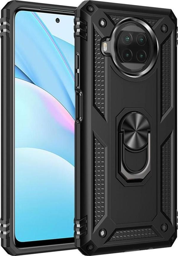 Xiaomi Redmi Note 9 Pro 5G Uyumlu Kamera Korumalı Standlı Yüzüklü Tank Kılıf - Image 1