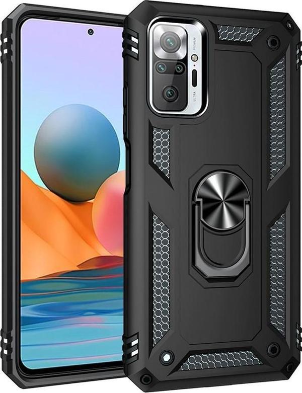 Xiaomi Redmi Note 10 Pro Uyumlu Kamera Korumalı Standlı Yüzüklü Tank Kılıf - Image 1