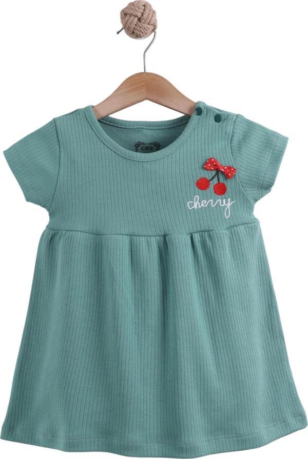 YAZLIK RAPORLU İNTERLOK ELBİSE Yeşil - Image 1