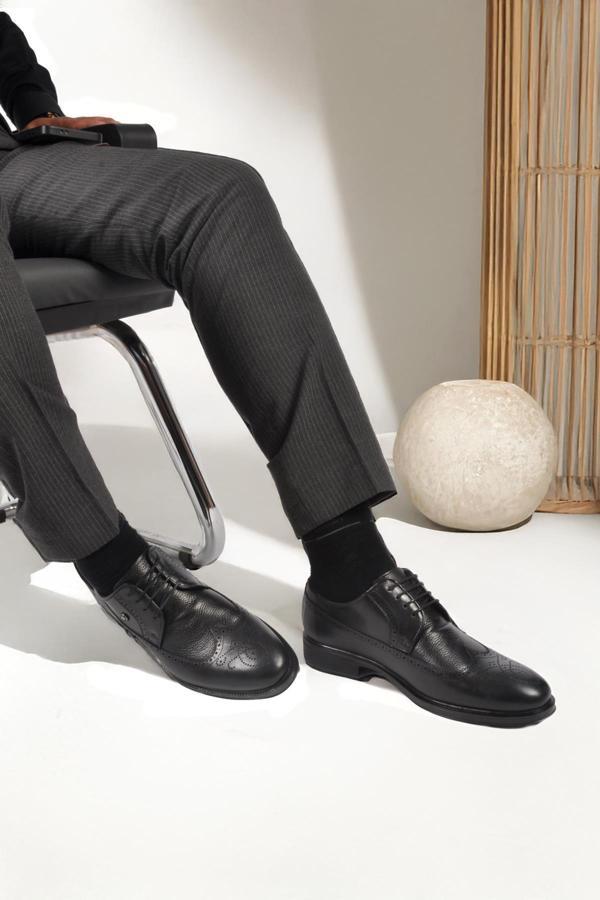 Pierre Cardin 1571116 M Siyah Hakiki Deri Erkek Bağcıklı Klasik Ayakkabı - Image 1
