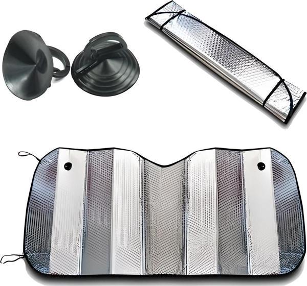 Çift Taraflı Vantuzlu Katlanabilir Lüx Oto Metalize Güneşlik 140cm x 70cm - Image 1