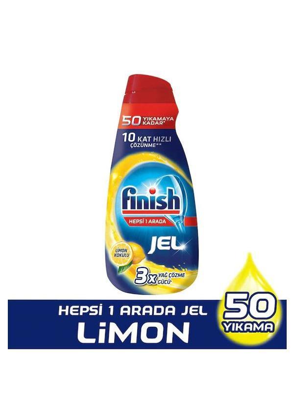 Finish Hepsi Bir Arada Limonlu Bulaşık Jel Deterjanı 1000x3 3000 ml - Image 1