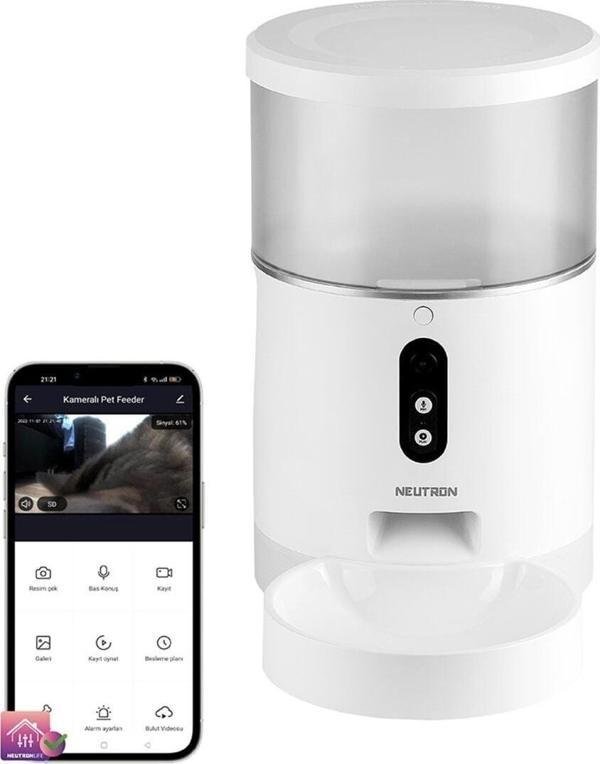 Neutron Kameralı Ve Sesli Akıllı Mama Kabı Wi-fi Destekli - Smart Pet Feeder - App Ile Kontrol - Image 1