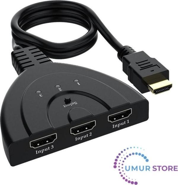 3 Giriş 1 Çıkış HDMI Switcher Toplayıcı Kablo - Image 1