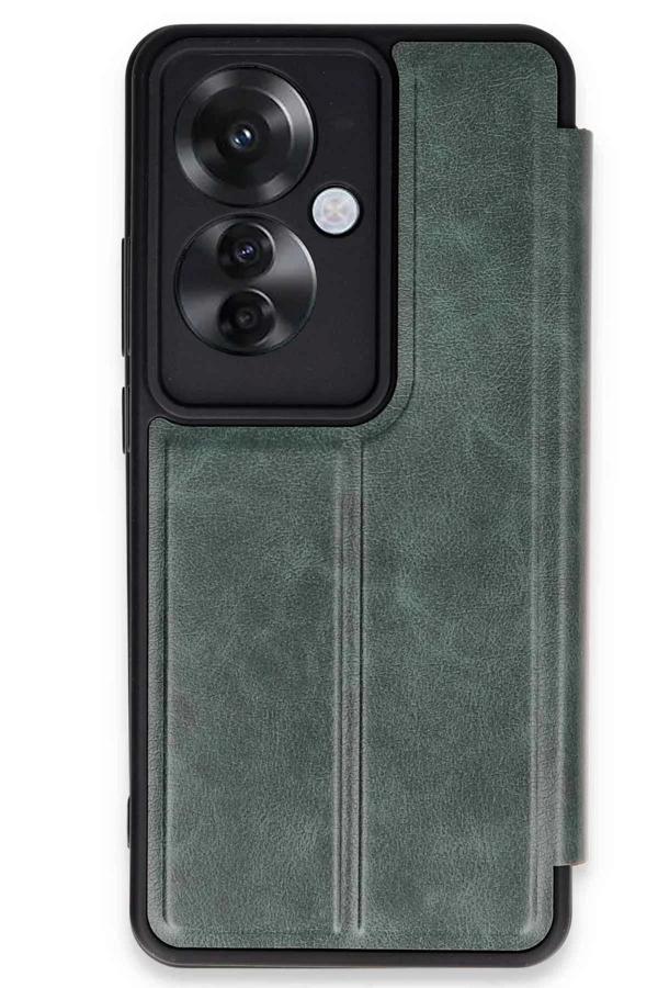 Oppo Reno 11F Kılıf Flip Cover - Koyu Yeşil - Image 1
