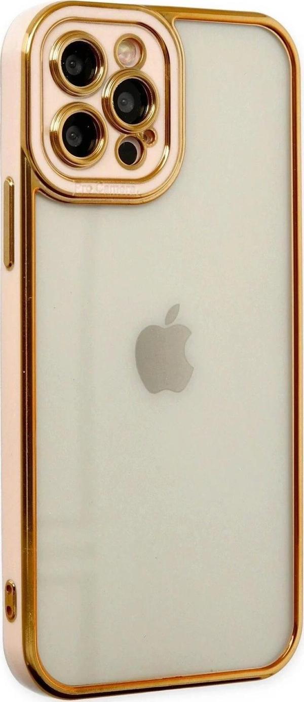 iPhone 12 Pro Kılıf Liva Lens Silikon - Rose - Image 1