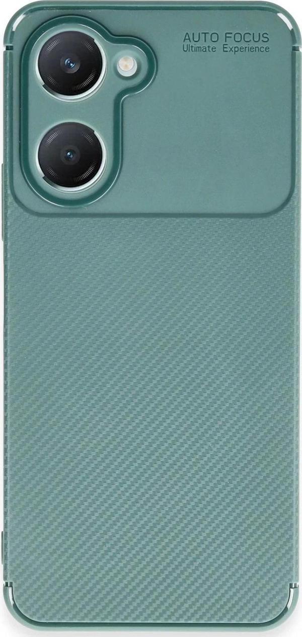Vivo Y18 Kılıf Auto Focus Karbon Kapak - Koyu Yeşil - Image 1