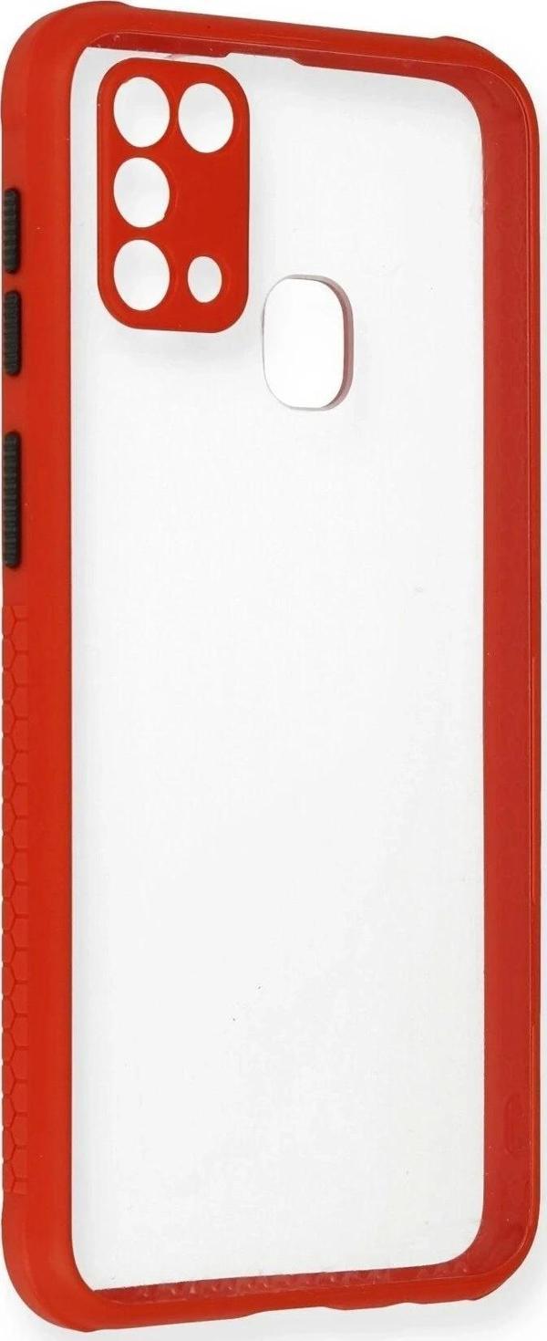 Samsung Galaxy M31 Kılıf Miami Şeffaf Silikon - Kırmızı - Image 1