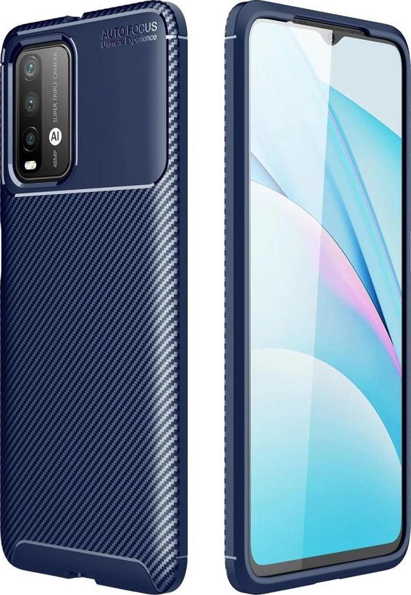 Xiaomi Redmi 9T Kılıf Auto Focus Karbon Kapak - Lacivert - Image 1