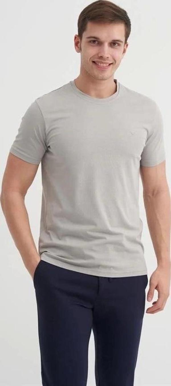 4623 Bisiklet Yaka Basıc Erkek T-Shirt Gri - Image 1