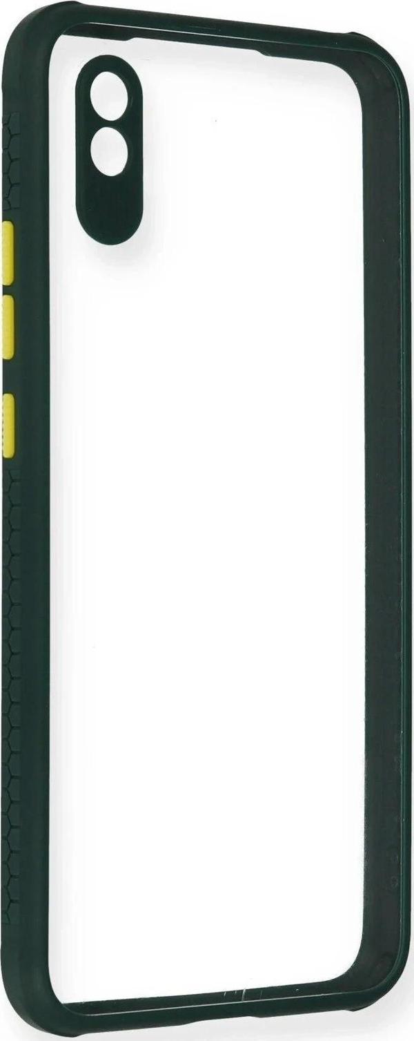 Xiaomi Redmi 9A Kılıf Miami Şeffaf Silikon - Koyu Yeşil - Image 1