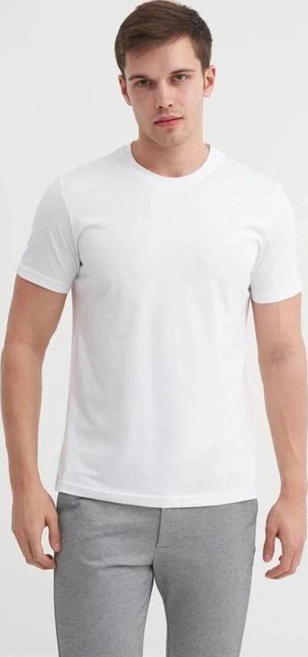 4623 Bisiklet Yaka Basıc Erkek T-Shirt Beyaz - Image 1