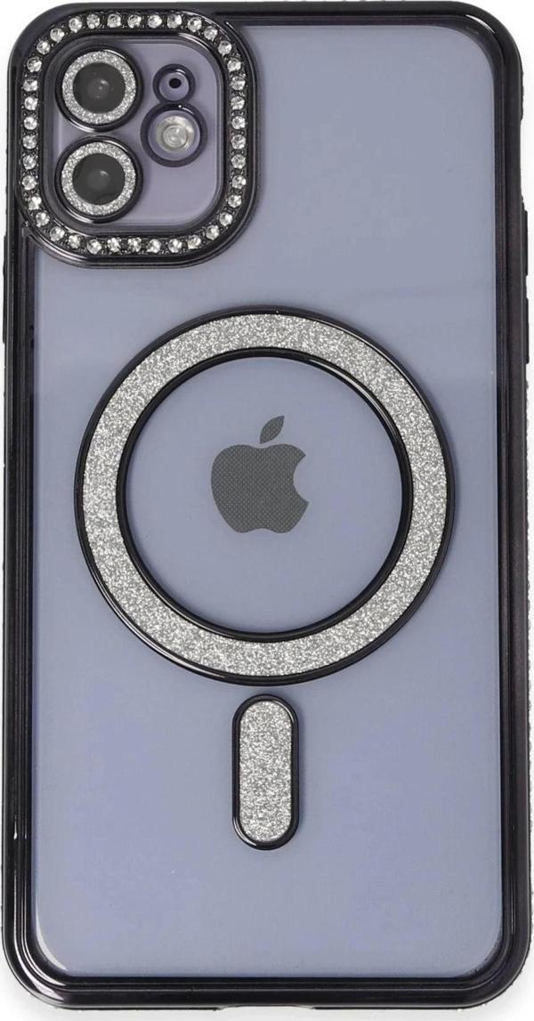 iPhone 11 Kılıf Joke Simli Magneticsafe Kılıf - Siyah - Image 1